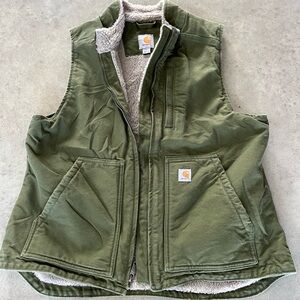 Carhartt Sherpa-Lined Olive Green Work Vest size L (12/14)
